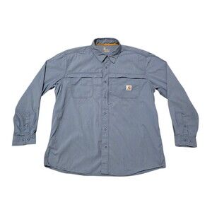 Carhartt Force Button Up Shirt Mens Size 2XL Relaxed Fit Long Sleeve Blue